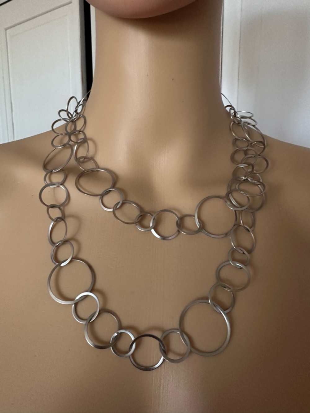 Cookie Lee Silver Tone Circle Link Statement Necklace